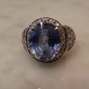925 Silver and Cornflower Blue Stone Ring